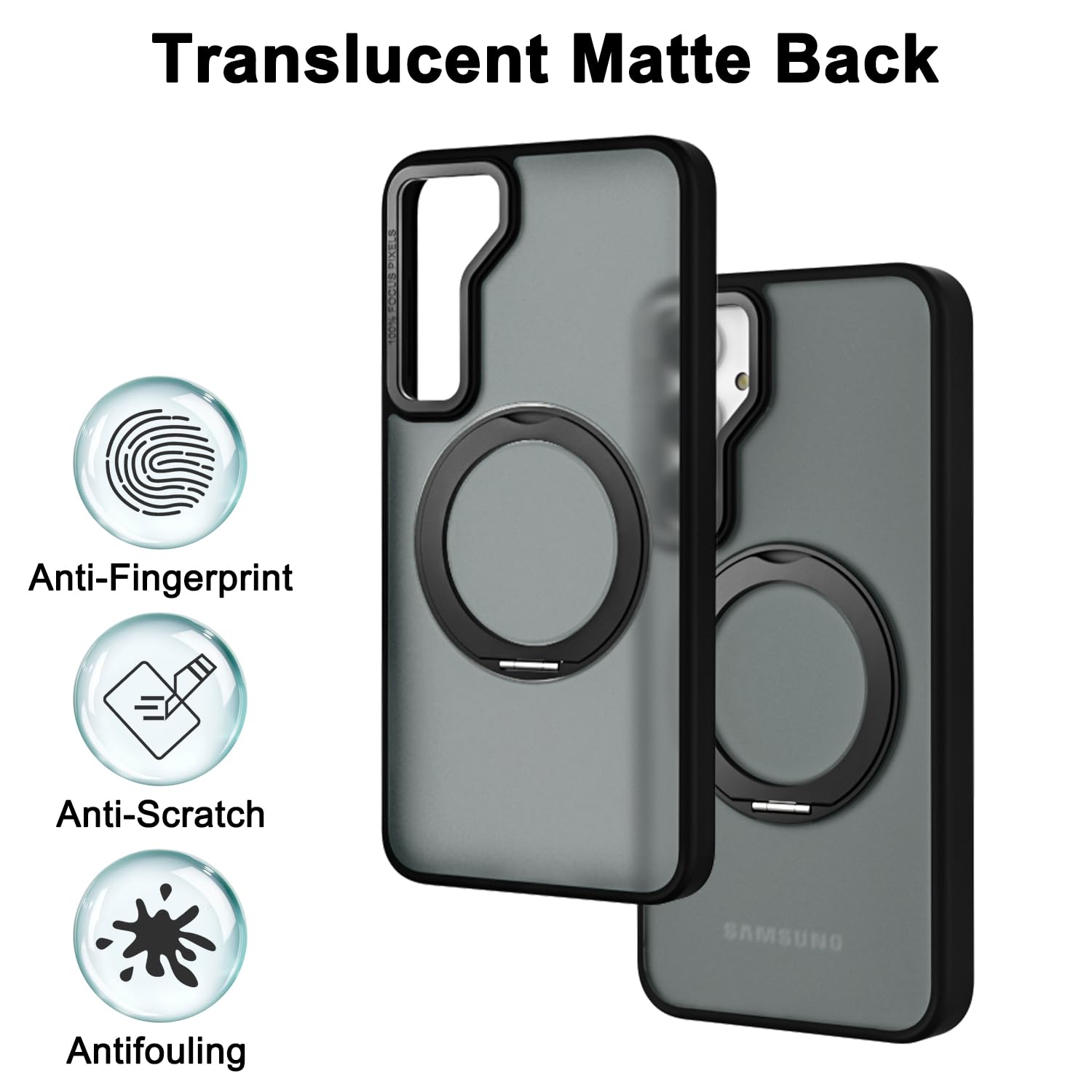 Husa de Protectie din Silicon, Compatibil Samsung Galaxy S24 Plus, Magnet Magsafe, Suport pentru telefon, Margini ridicate pentru protectie ecran si camera, Negru, Versatyx