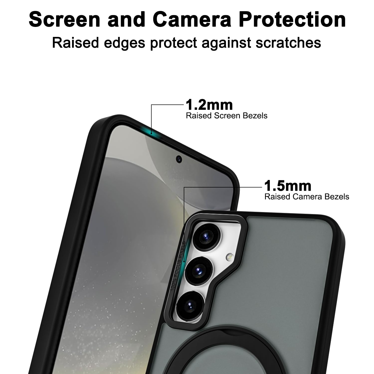 Husa de Protectie din Silicon, Compatibil Samsung Galaxy S24 Plus, Magnet Magsafe, Suport pentru telefon, Margini ridicate pentru protectie ecran si camera, Negru, Versatyx