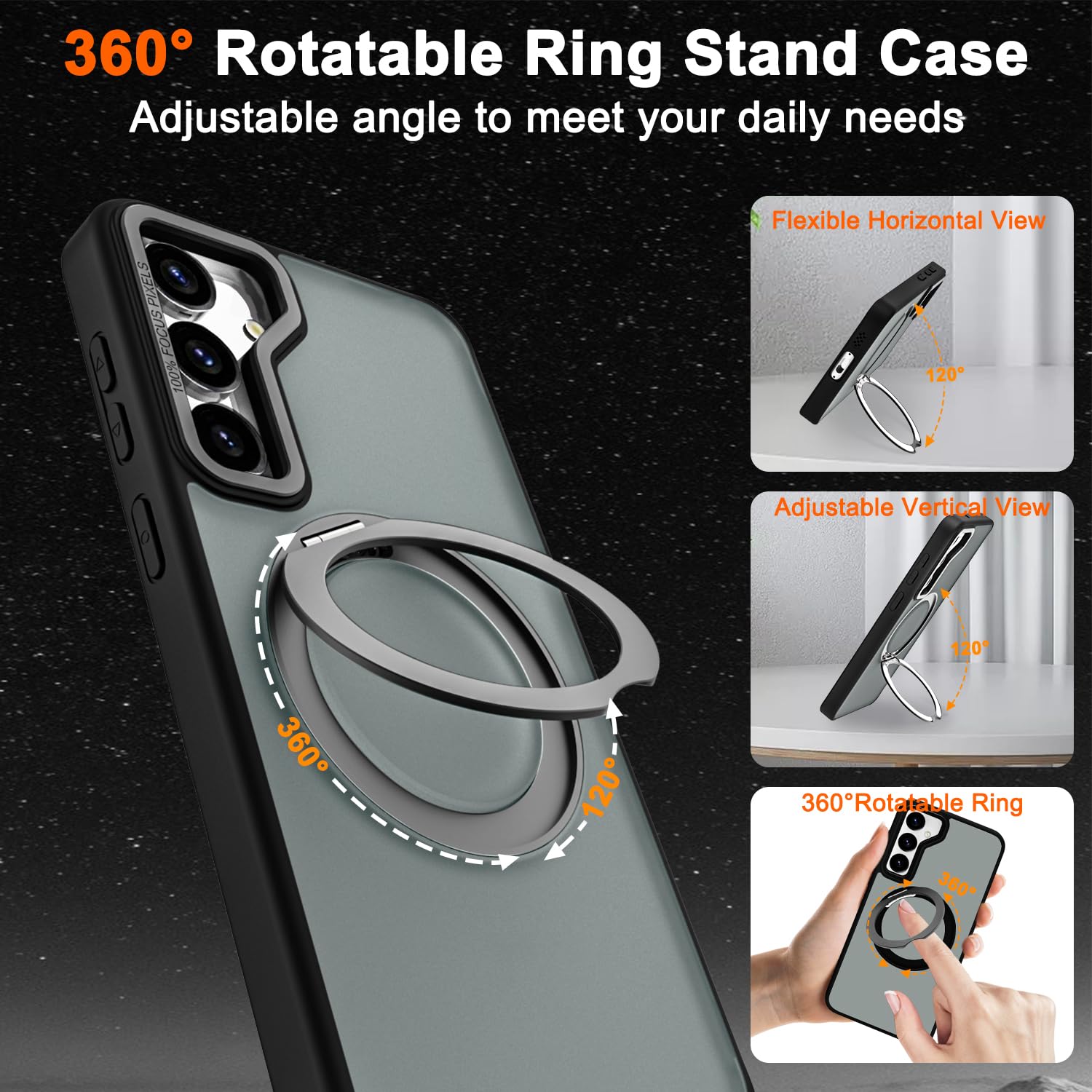 Husa de Protectie din Silicon, Compatibil Samsung Galaxy S24 Plus, Magnet Magsafe, Suport pentru telefon, Margini ridicate pentru protectie ecran si camera, Negru, Versatyx