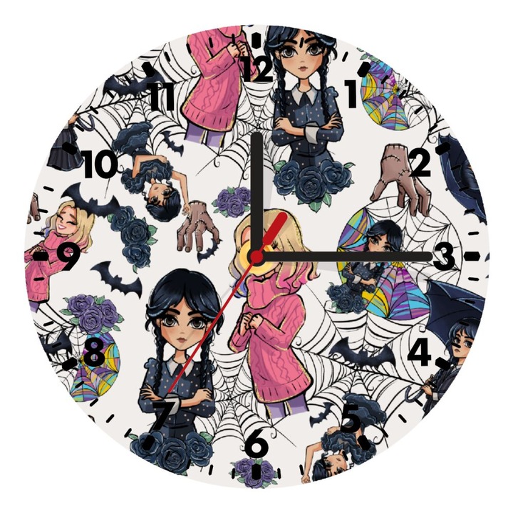 Ceas de perete din lemn, 20cm, montare pe perete, culoare lemn