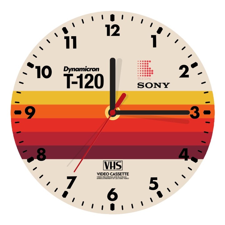 Ceas de perete din lemn, 20cm, montare pe perete, baterie AA, multicolor