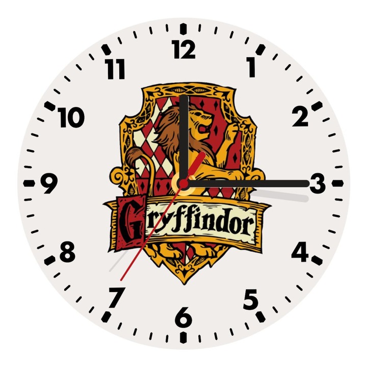 Ceas de perete din lemn, Gryffindor, 20cm, montare pe perete