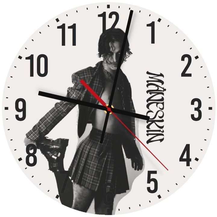 Ceas de perete din lemn 30cm, mecanism silentios, montare pe perete, multicolor