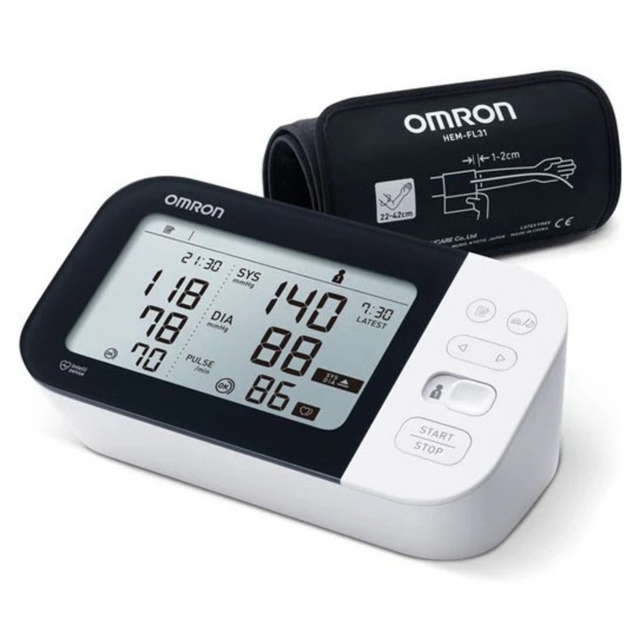 Tensiometru complet automat de brat Omron M7IT cu Detectare Fibrilatie Atriala AFIB si Conectivitate Bluetooth