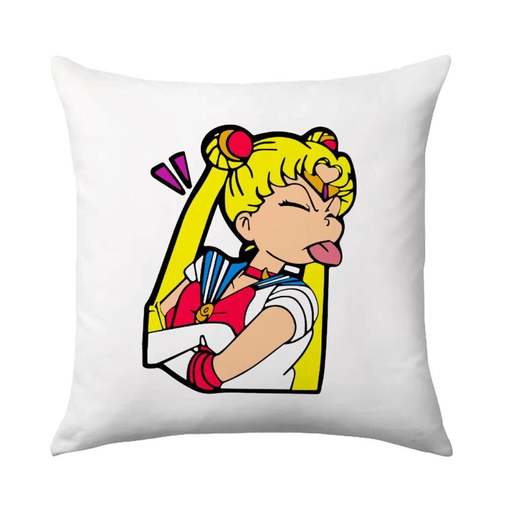 Perna decorativa Sailor Moon, 40x40cm, design pe o parte, umplutura inclusa