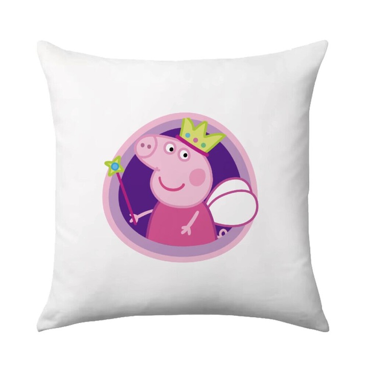 Perna decorativa Peppa Pig, 40x40cm, design pe o parte, umplutura inclusa