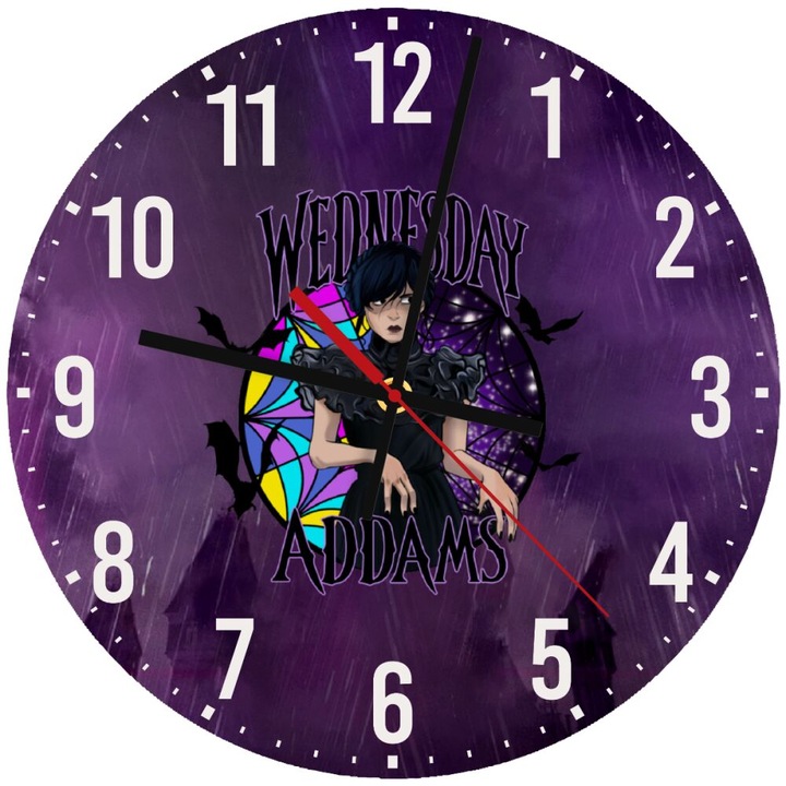 Ceas de perete din lemn 30cm, mecanism silentios, montare pe perete, multicolor