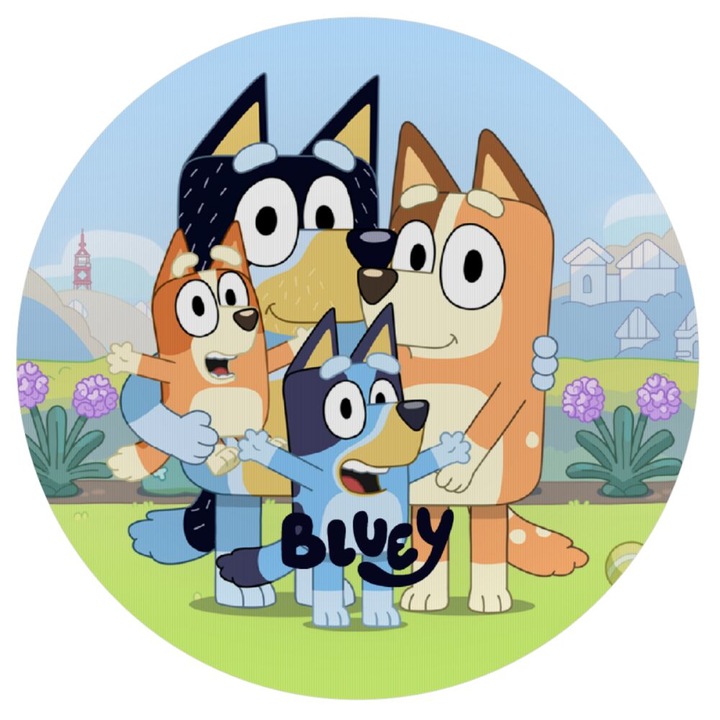 Mousepad rotund, Bluey, Textil, 20cm, Multicolor