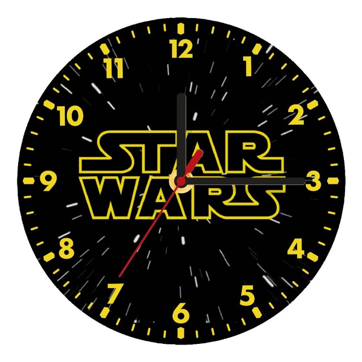 Ceas decorativ din lemn, Star Wars, 20cm, montare pe perete