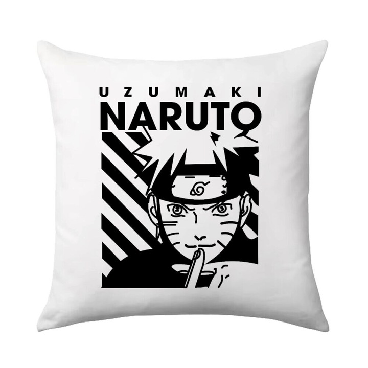 Perna decorativa Naruto Uzumaki, 40x40cm, design pe o parte, umplutura inclusa