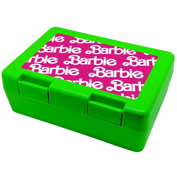 Cutie pentru gustari copii, Barbie, verde, 185x128x65mm, plastic fara BPA