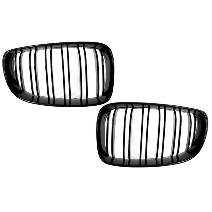 2 központi rács készlet, amely kompatibilis a BMW 1-es sorozat E81 E82 E87 E88 M1 M 2007-2011 LCI facelift Black Glossy M Design
