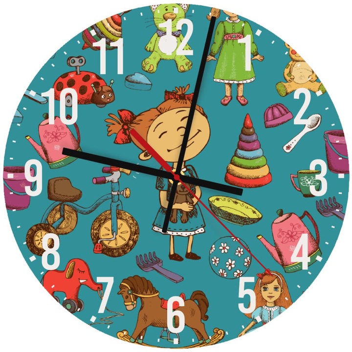 Ceas de perete din lemn 30cm, mecanism quartz, montare pe perete, culoare naturala