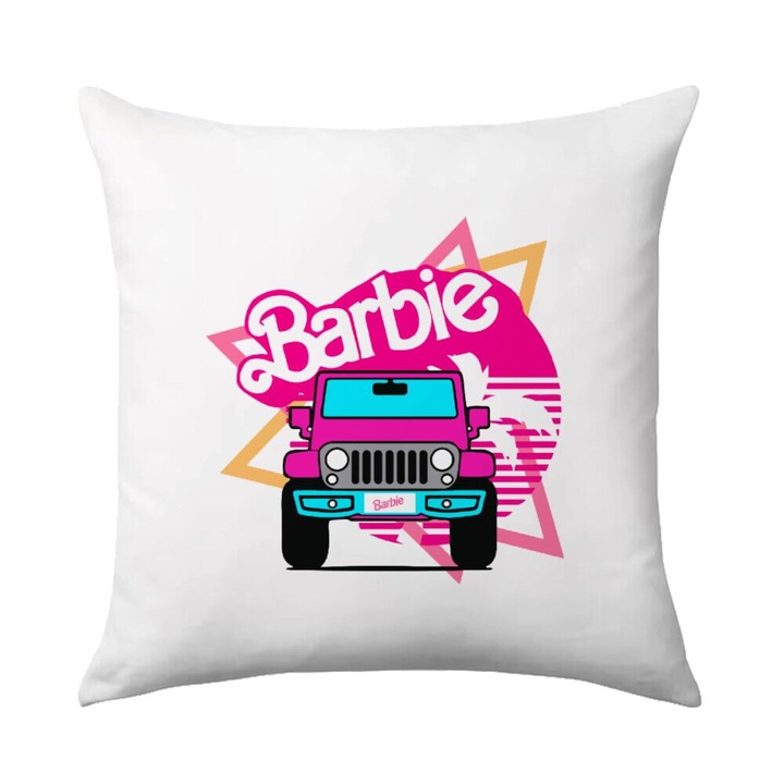 Perna decorativa, 40x40cm, design Barbie, material poliester, umplutura lavabila