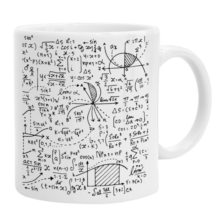 Cana ceramica I LOVE MATHS, 330ml, alb, set 1 buc.