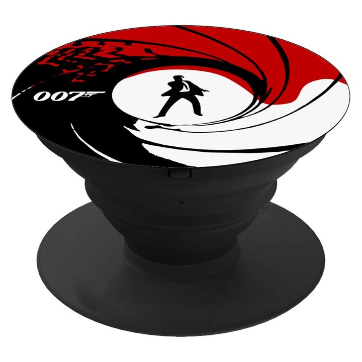 Suport telefon mobil James Bond 007, negru, cu baza adeziva, set complet