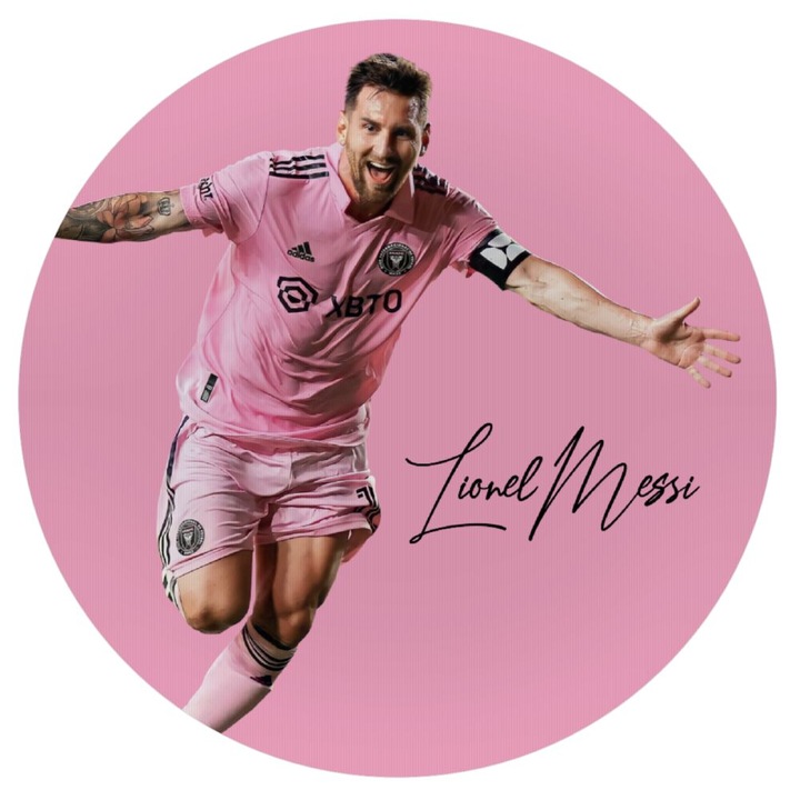 Mousepad rotund 'Lionel Messi', Silicon, 20 cm, Roz