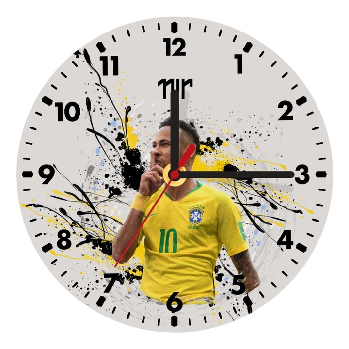 Ceas decorativ de perete 'Neymar JR', MDF, 20 cm, Multicolor