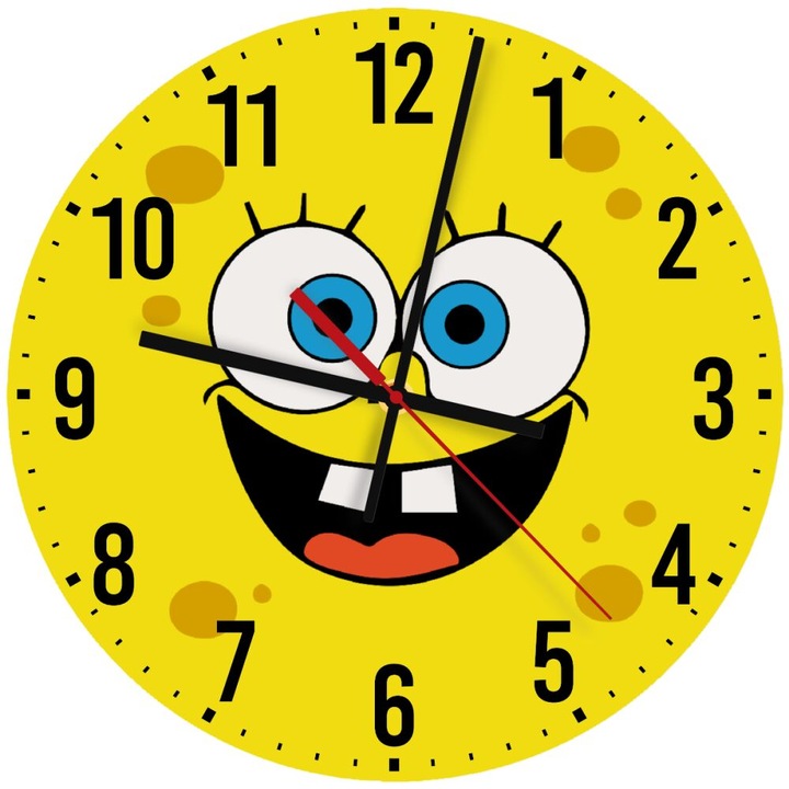 Ceas de perete din lemn 30cm, mecanism quartz, montare pe perete, culoare naturala