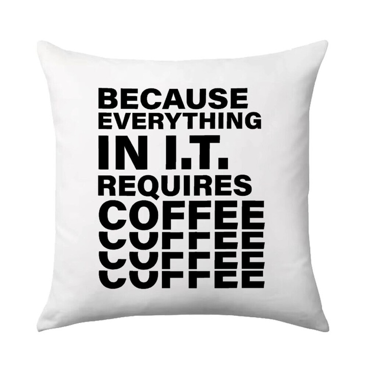 Perna decorativa, 40x40cm, design cu cafea, umplutura lavabila