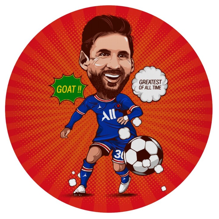 Mousepad rotund 20cm, desen Lionel Messi, silicon, grosime 3mm, multicolor