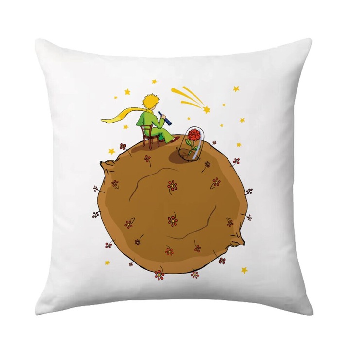 Perna decorativa, The Little Prince, 40x40cm, design pe o parte, umplutura inclusa