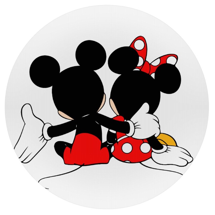 Mousepad rotund, model Mickey si Minnie, multicolor, 20cm