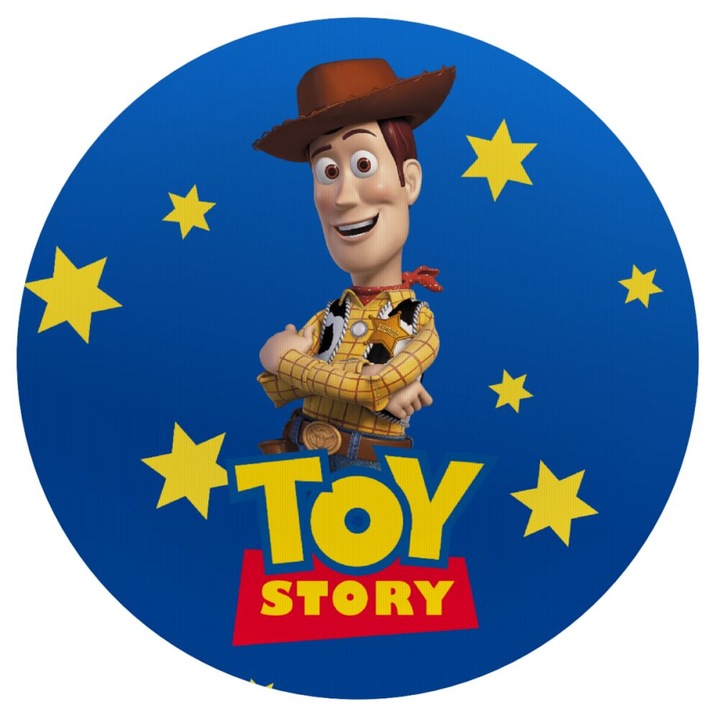 Mousepad rotund Woody cowboy, 20cm, 3mm grosime, material silicon, textura moale