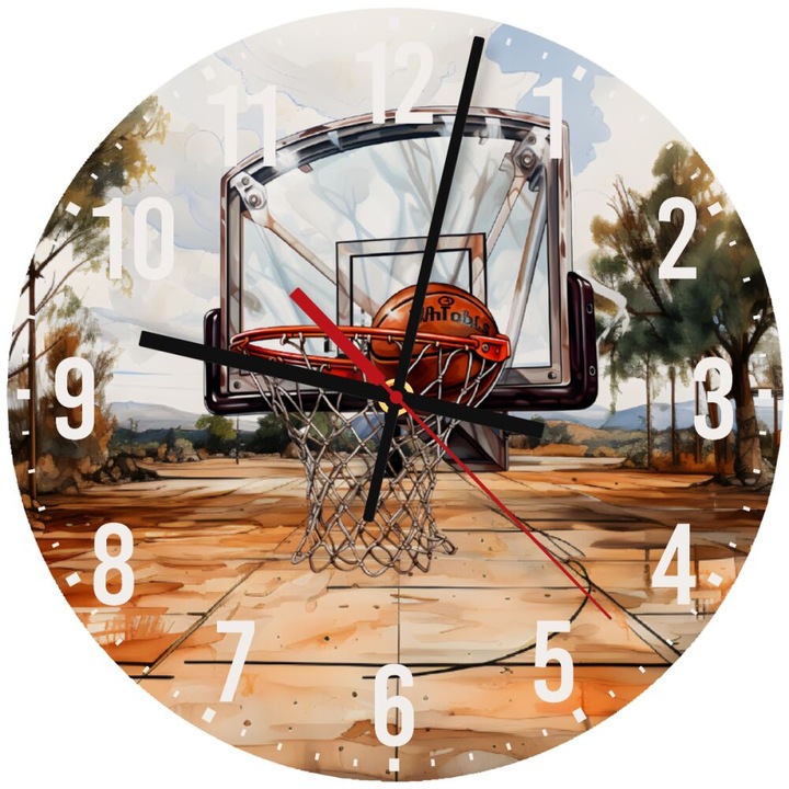 Ceas de perete din lemn 30cm, mecanism silentios, montare pe perete, multicolor