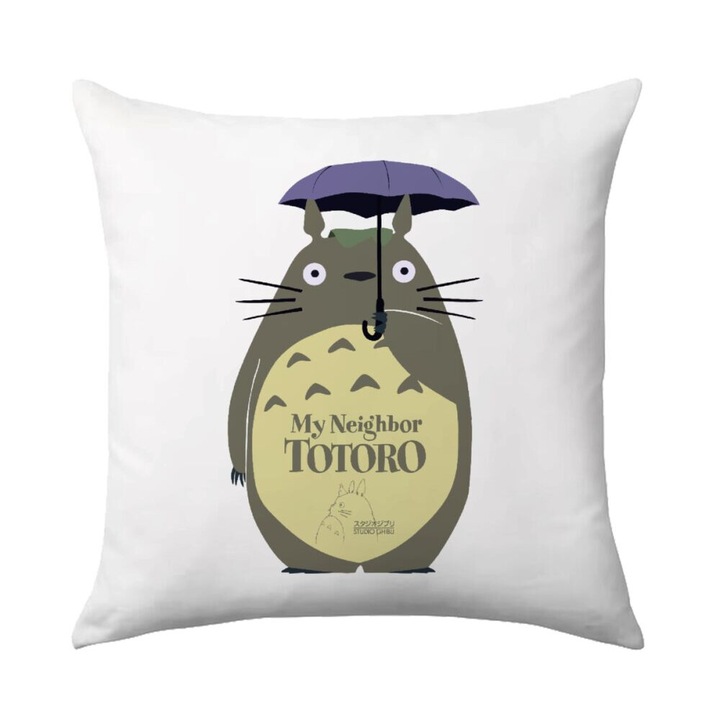 Perna decorativa Totoro, 40x40cm, design pe o parte, umplutura inclusa