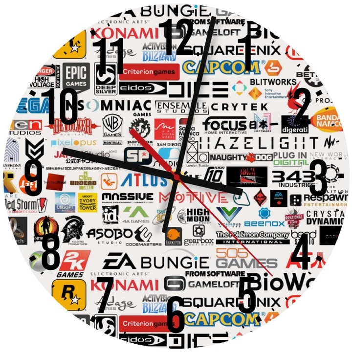 Ceas de perete din lemn 30cm, mecanism quartz, montare pe perete, culoare naturala