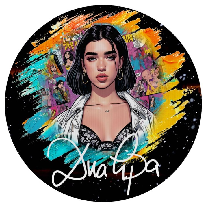 Mousepad Dua Lipa, silicon, rotund, multicolor, 20cm
