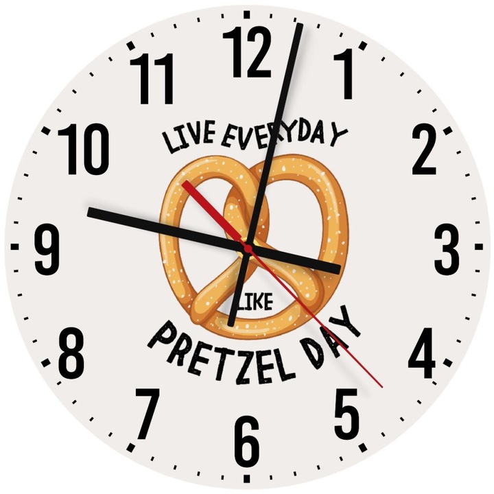 Ceas de perete din lemn 30cm, mecanism quartz, montare pe perete, culoare naturala