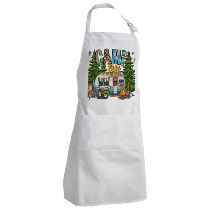 Sorturi bucatarie, sort de bucatar, alb, cu 2 buzunare, impermeabil, dimensiuni mari