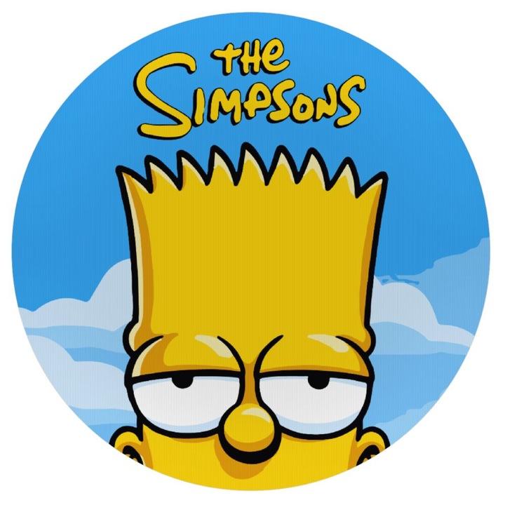 Mousepad The Simpsons Bart, rotund 20cm, silicon, 3mm grosime