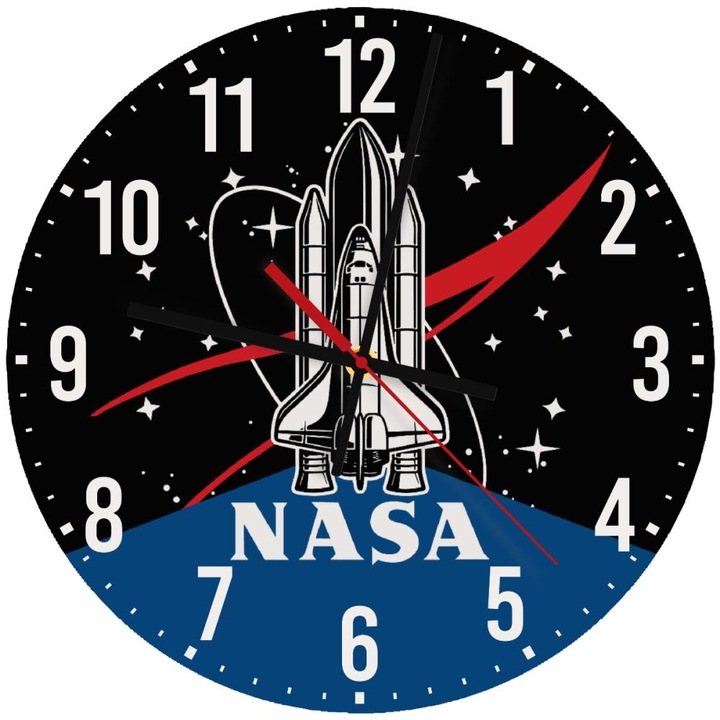 Ceas de perete din lemn 30cm, mecanism quartz, montare pe perete, culoare naturala