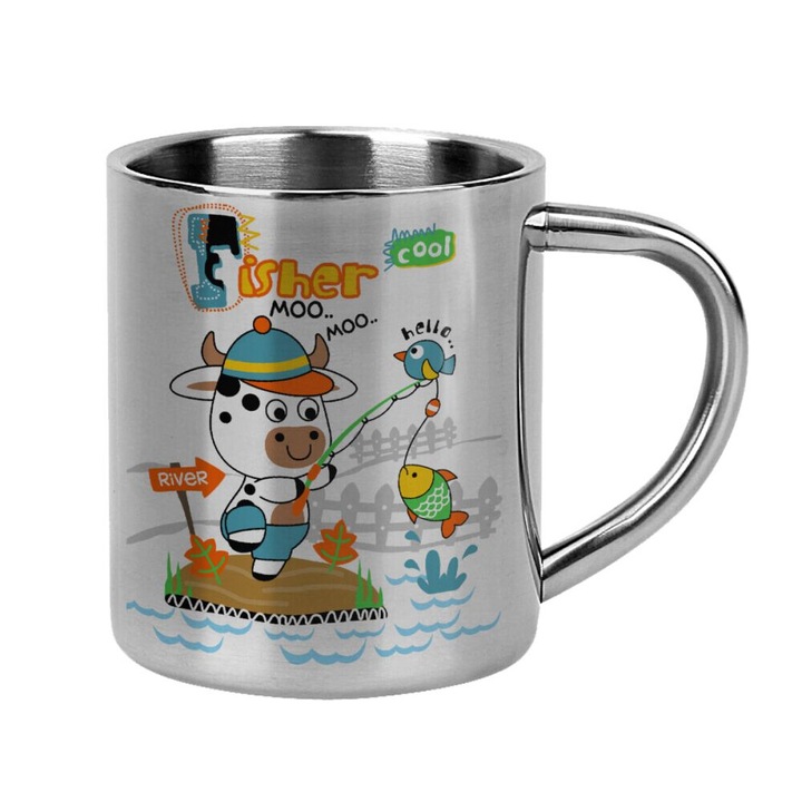 Cana din inox cu perete dublu, 300ml, pentru bauturi calde si reci