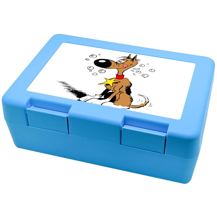 Container pentru gustari copii, Rantanplan, albastru deschis, 185x128x65mm, plastic fara BPA