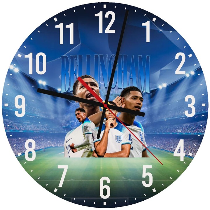 Ceas de perete din lemn 30cm, mecanism silentios, montare pe perete, multicolor