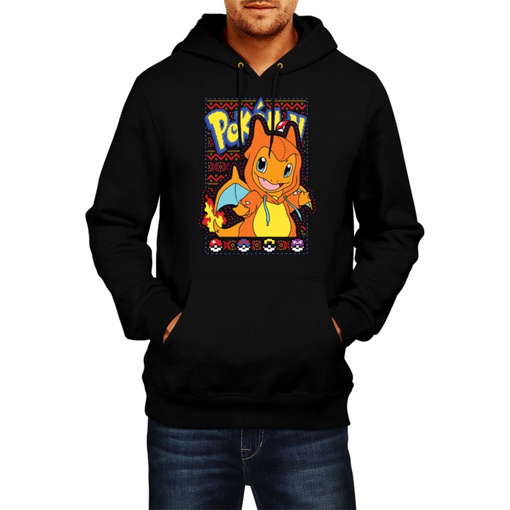 Hanorac barbati Japan Manga Anime Comics Tralala Pokemon Charmander 01, Negru