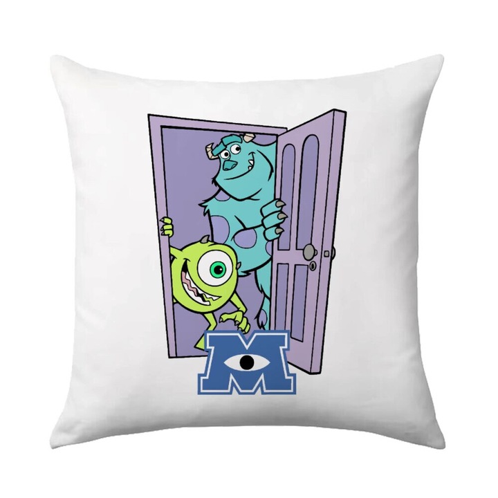 Perna decorativa Monster Inc, 40x40cm, design pe o parte, umplutura lavabila