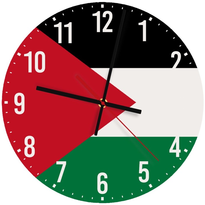 Ceas de perete din lemn 30cm, mecanism quartz, montare pe perete, multicolor