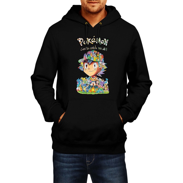 Hanorac barbati Japan Manga Anime Comics Tralala Pokemon 10, Negru