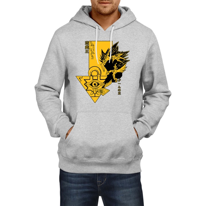 Hanorac barbati Japan Manga Anime Comics Tralala Yu Gi Oh 03, Gri melange