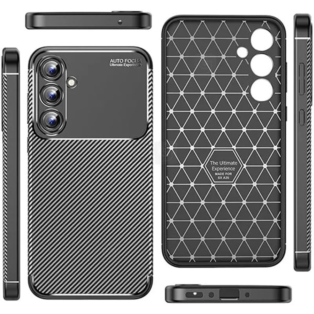 Husa pentru Samsung Galaxy A16 Daden® Flexibila Antisoc Carbon, Protectie camera, Slim, Hybrid Antisoc, Negru