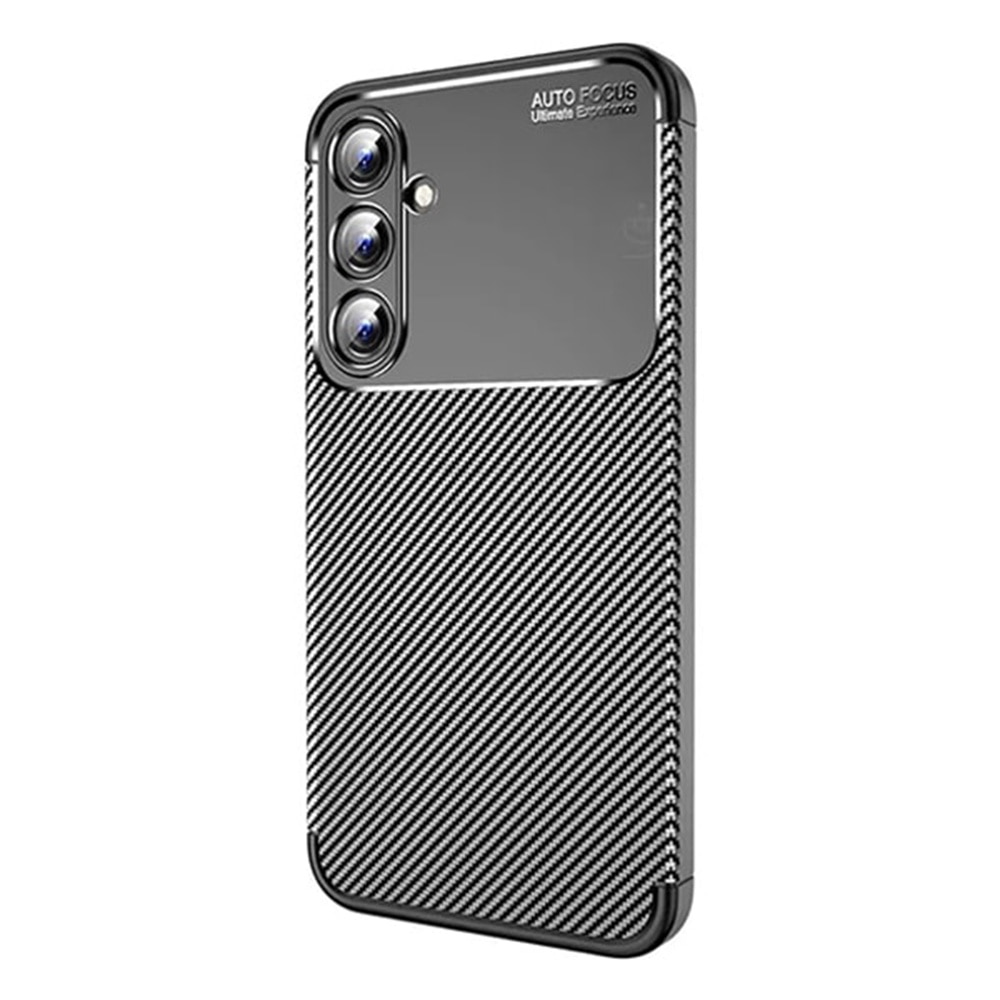 Husa pentru Samsung Galaxy A16 Daden® Flexibila Antisoc Carbon, Protectie camera, Slim, Hybrid Antisoc, Negru