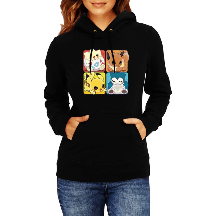 Hanorac femei Japan Manga Anime Comics Tralala Pokemon 08, Negru