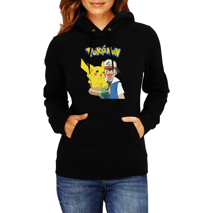 Hanorac femei Japan Manga Anime Comics Tralala Pokemon 04, Negru