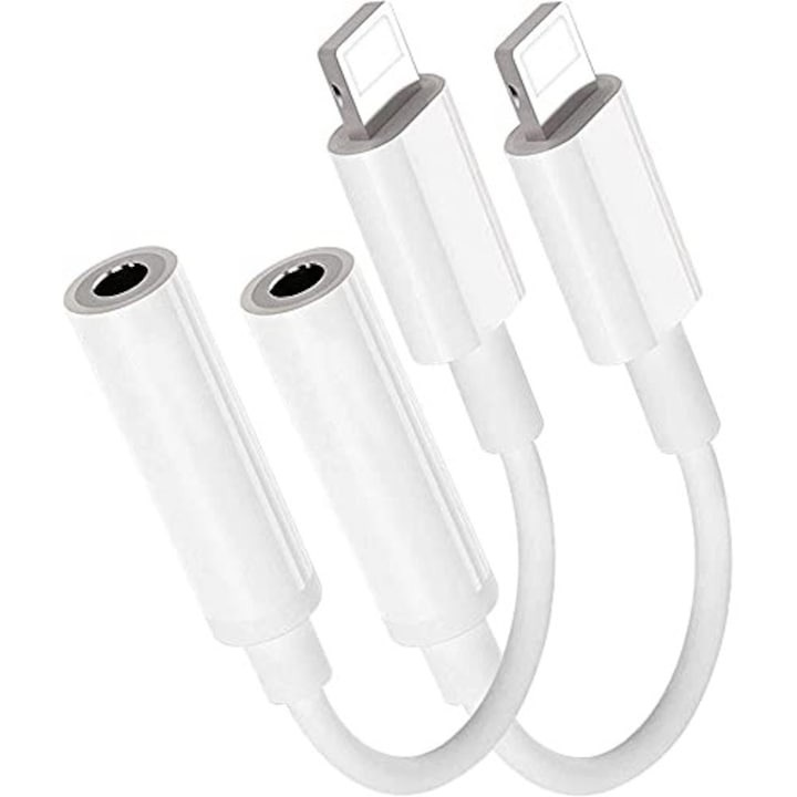 2x USB-iphone adapter készlet - Jack 3,5 mm, hossza 11 cm, fehér, Dactylon