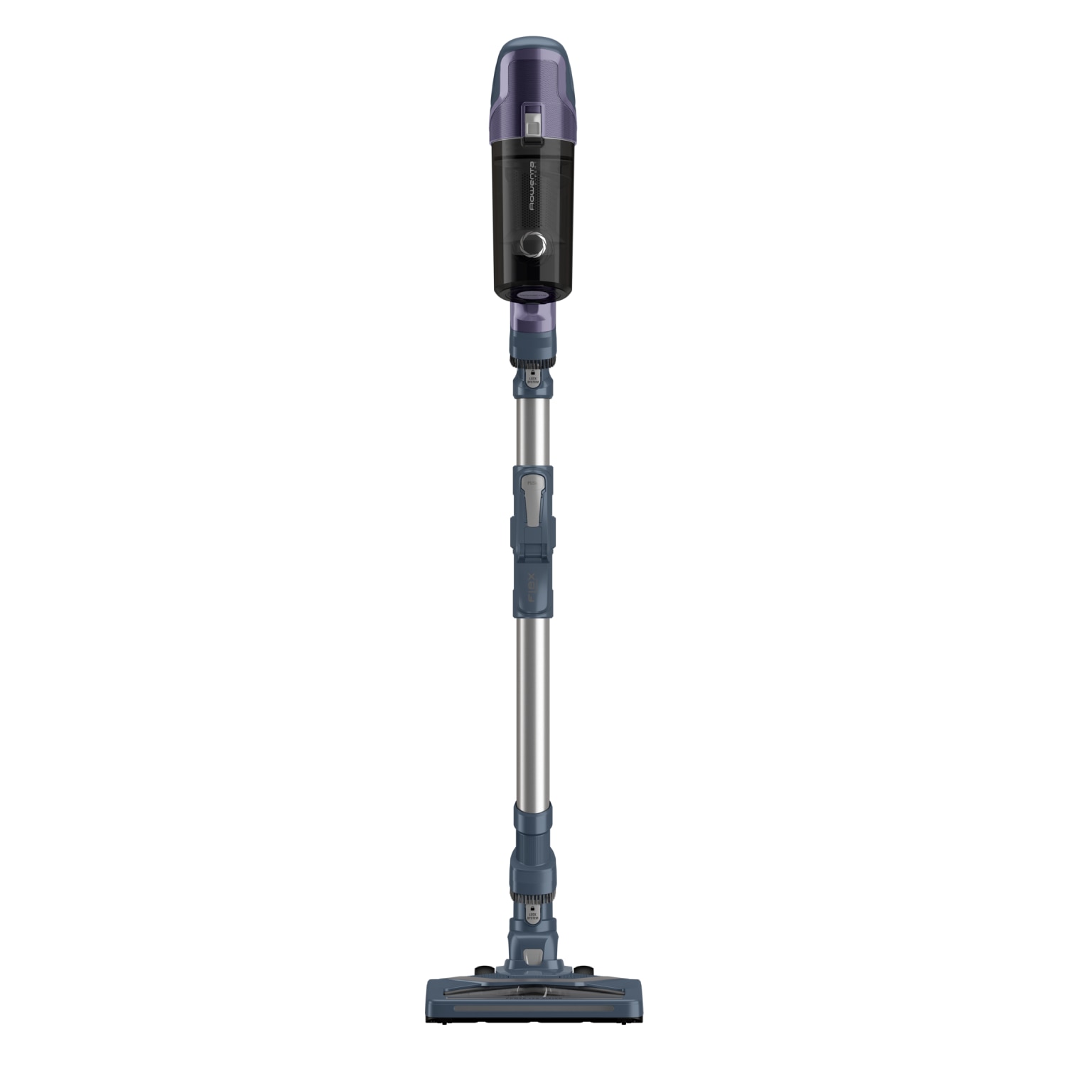 Aspirator vertical fara fir Rowenta X-Pert 6.60 Essential RH6848WO, 100W, autonomie 45 min, recipient praf 0.55L, statie de incarcare, duza spatii inguste, perie tapiterie, iluminare LED, violet, gri & argintiu